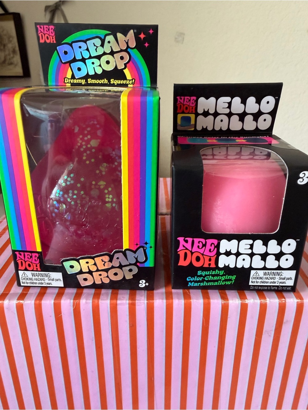 💧💧”NeeDoh Dream Drop”💧💧🎀🎀”Mello Mallo” 🎀🎀 Pink Squishy Duo